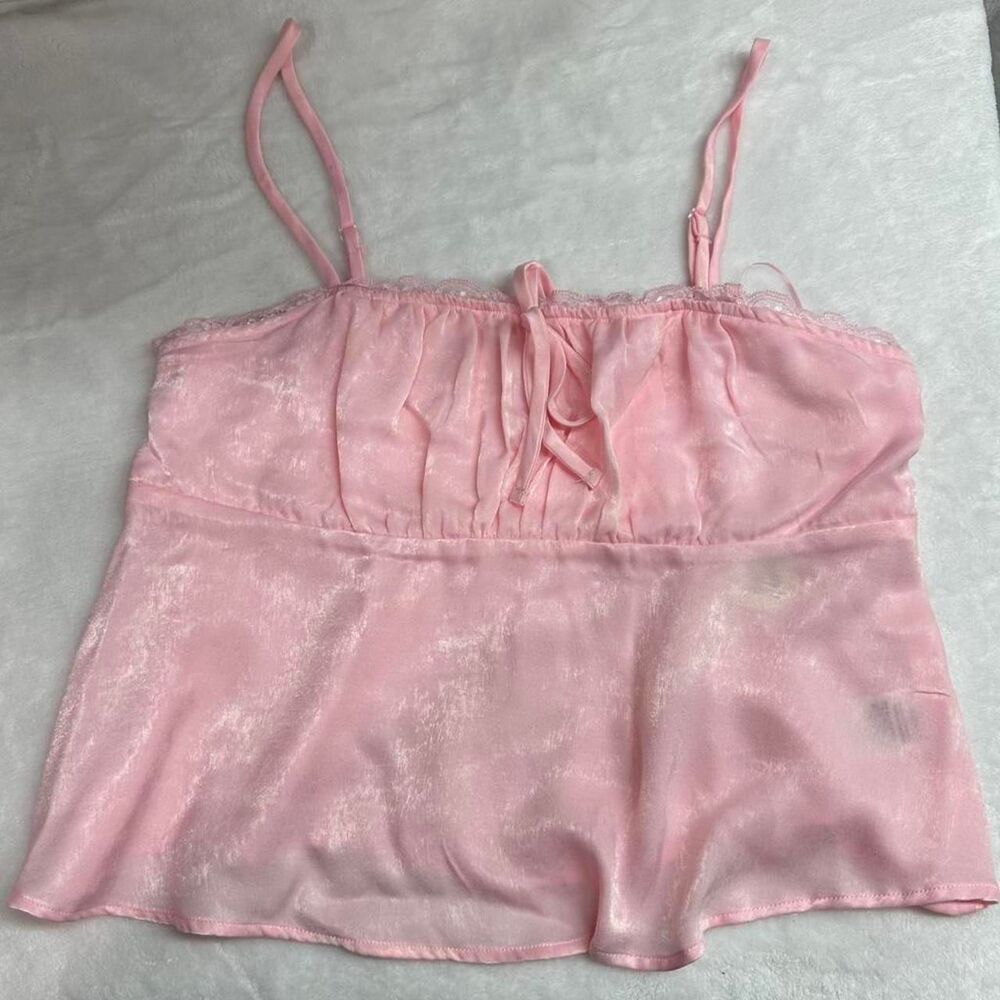 Pink Satin Cami Top Y2K Coquette Fairycore Junior Size M No Boundaries
